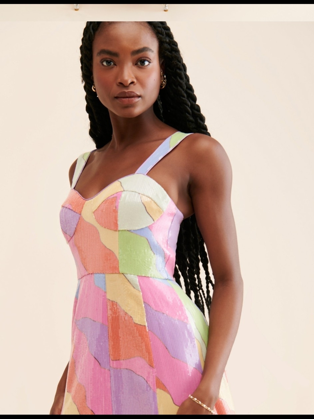 Hutch Pastel Patchwork Sequin Midi Dress